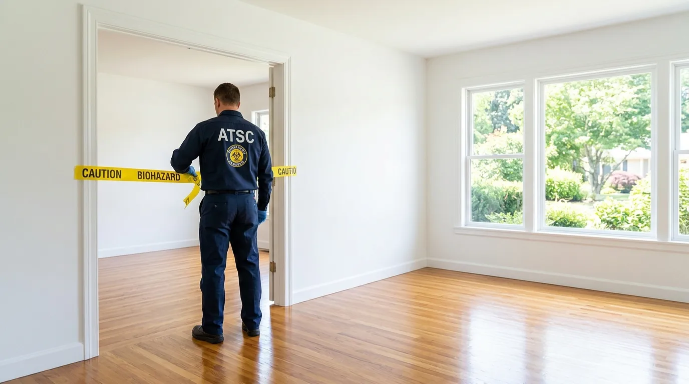 Certified biohazard cleanup crew performing Trauma Scene Cleanup in North Amityville